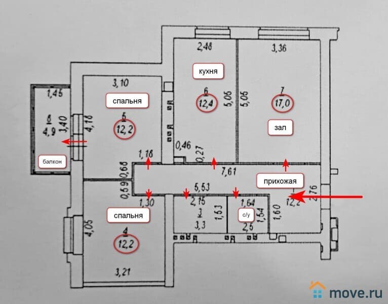 3-комн. квартира, 72 м²