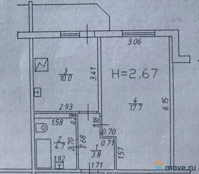 1-комн. квартира, 36.2 м²