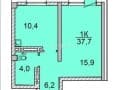 1-комн. квартира, 37.3 м&sup2;