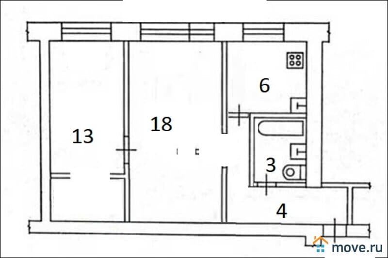 2-комн. квартира, 45.2 м&sup2;