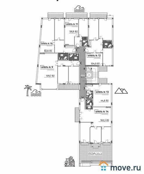 3-комн. квартира, 43.8 м²