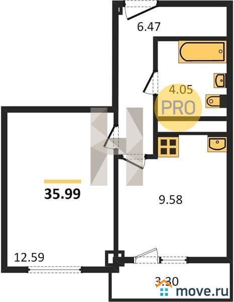 1-комн. квартира, 36 м²