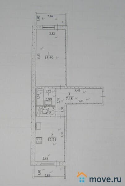 1-комн. квартира, 39.6 м²