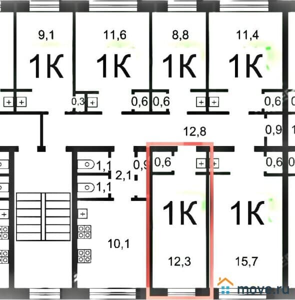 комната, 12.3 м²