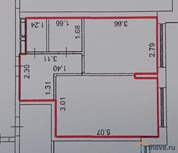 1-комн. квартира, 34.7 м²