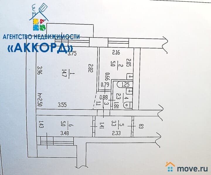 1-комн. квартира, 31.4 м²