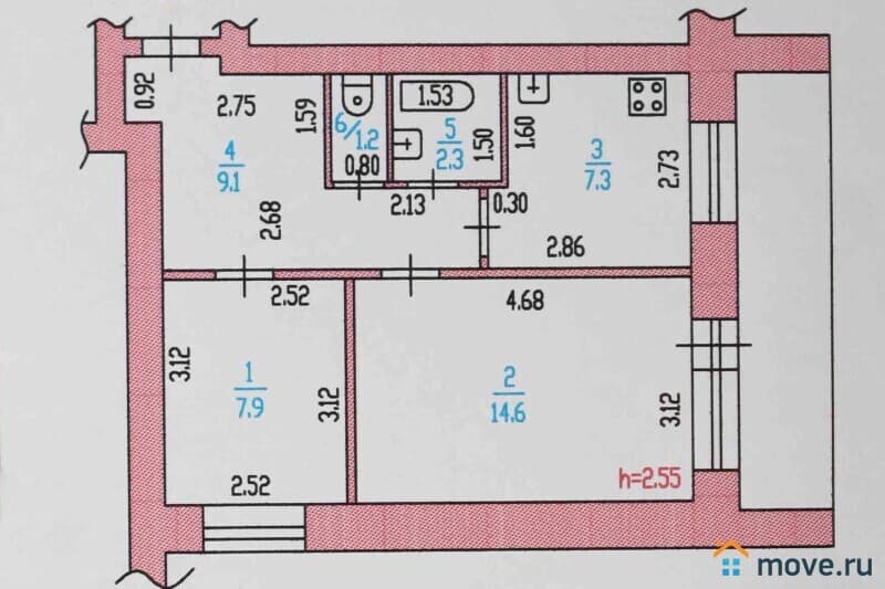 2-комн. квартира, 42.4 м²