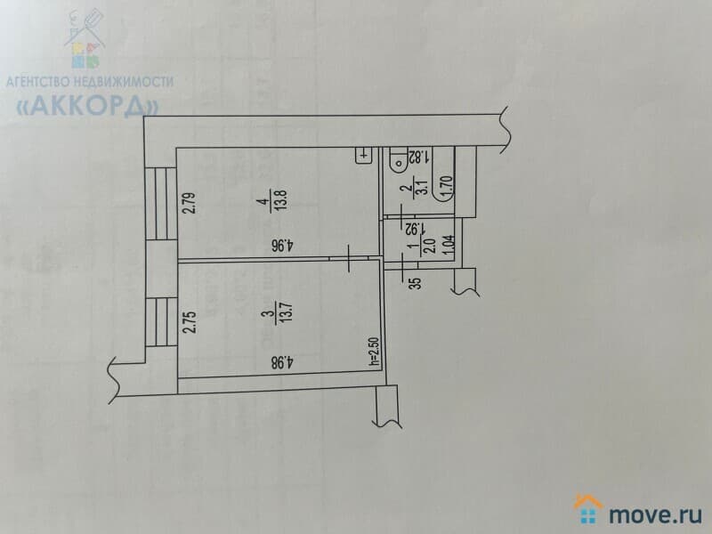 1-комн. квартира, 32.6 м²