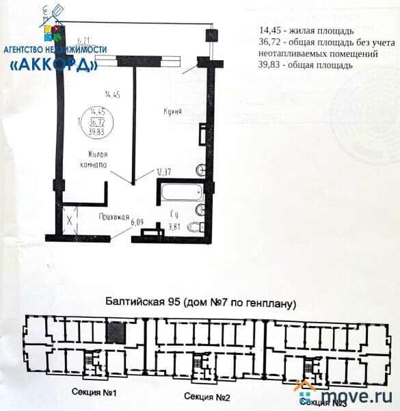 1-комн. квартира, 37 м²