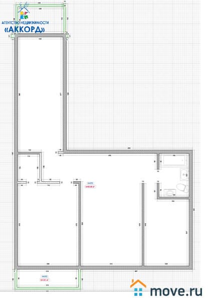 3-комн. квартира, 60.2 м²