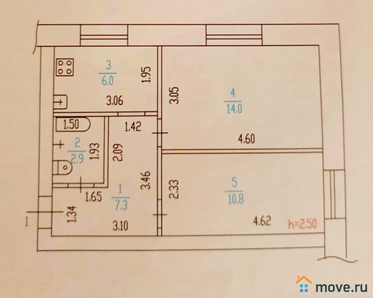2-комн. квартира, 41 м²