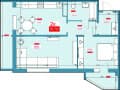 2-комн. квартира, 56.8 м²