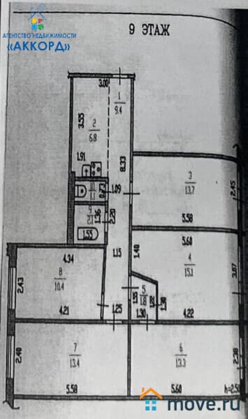 комната, 13.4 м²