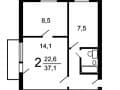 2-комн. квартира, 38 м&sup2;