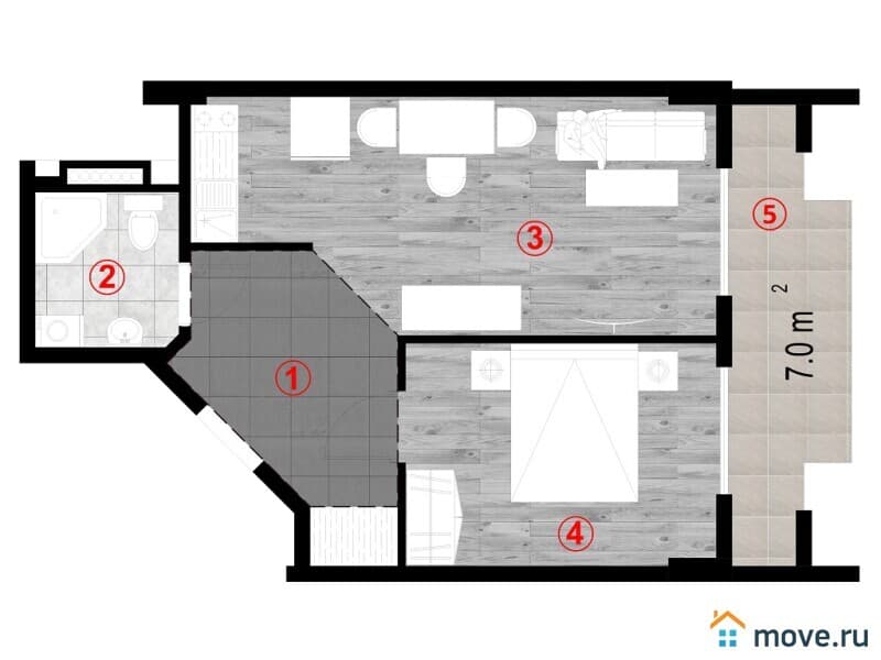 2-комн. квартира, 47.5 м²