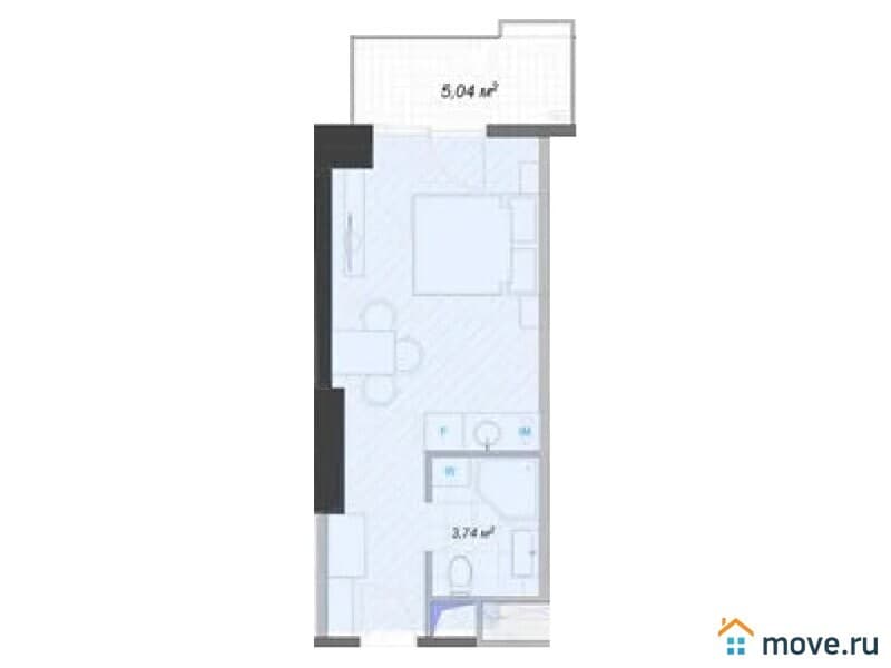 1-комн. квартира, 30.5 м²