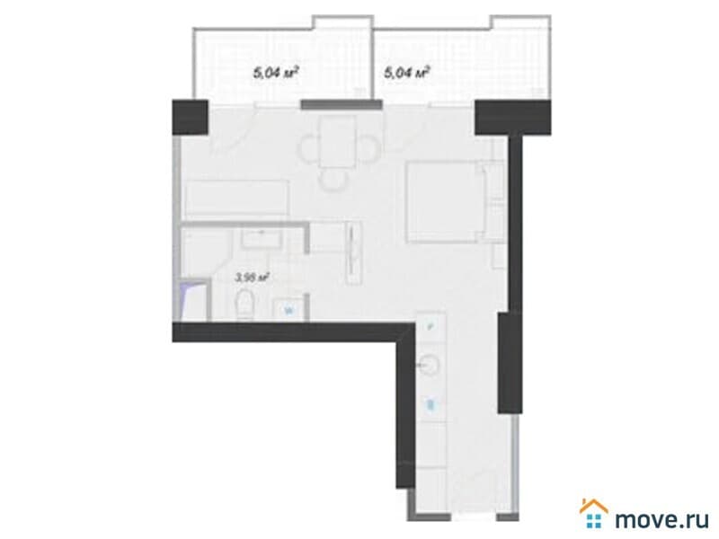 1-комн. апартаменты, 43.3 м²