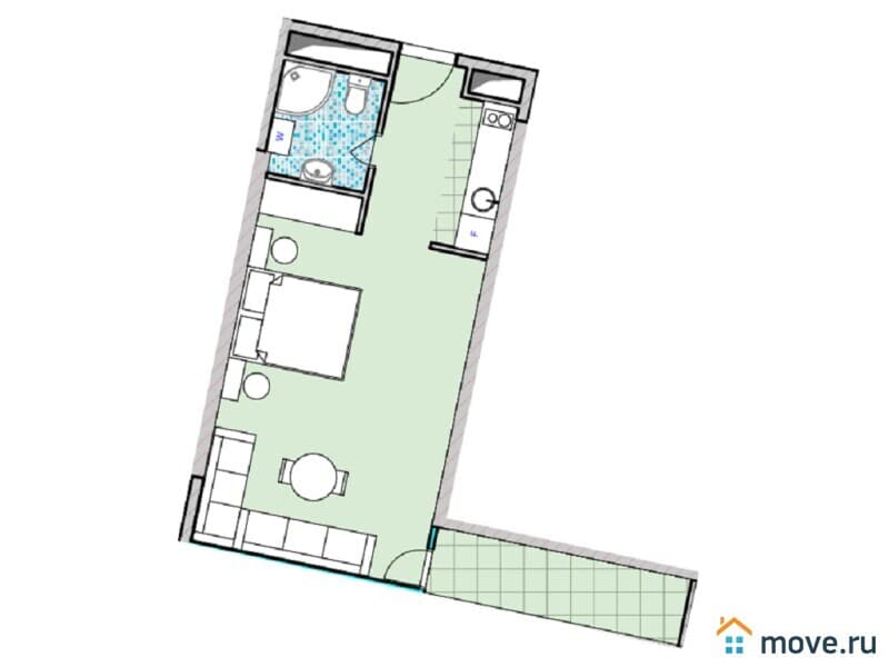 1-комн. квартира, 39.7 м²