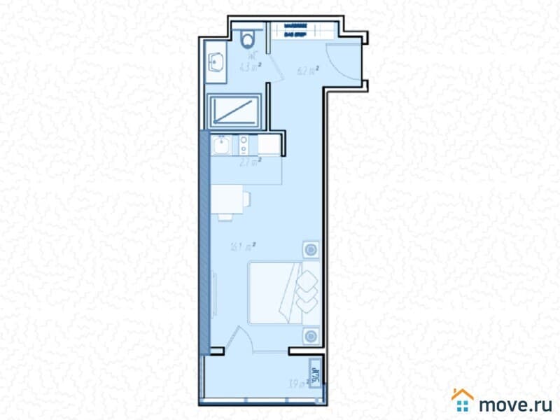 1-комн. квартира, 34.5 м²