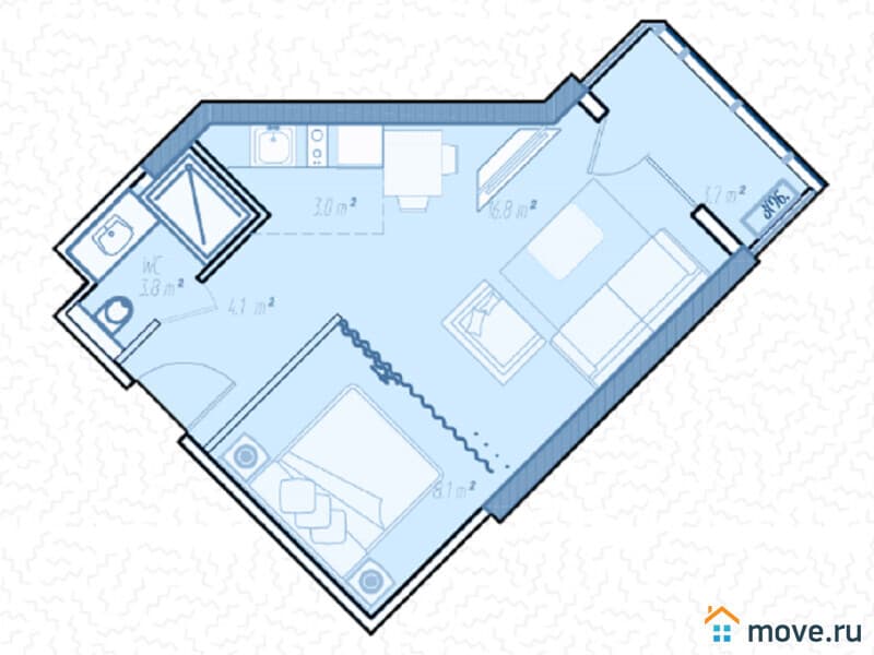 1-комн. квартира, 40.9 м²