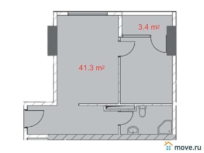 2-комн. квартира, 44.7 м²