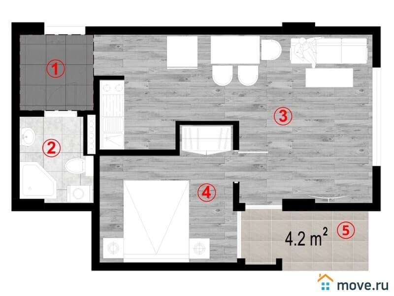 2-комн. квартира, 43.2 м²