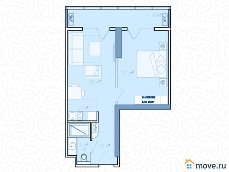 2-комн. квартира, 52.8 м²