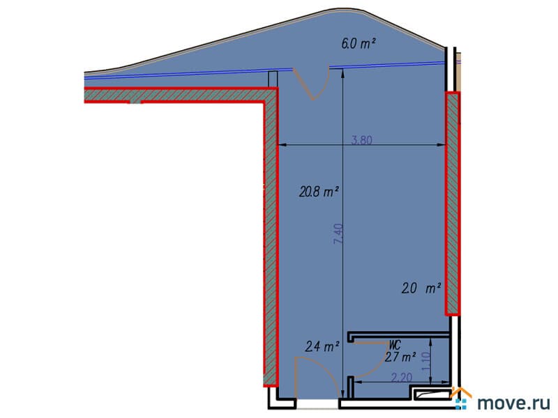 1-комн. квартира, 35.9 м²