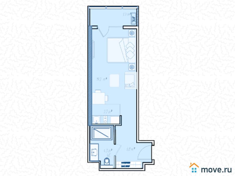 1-комн. квартира, 37.2 м²