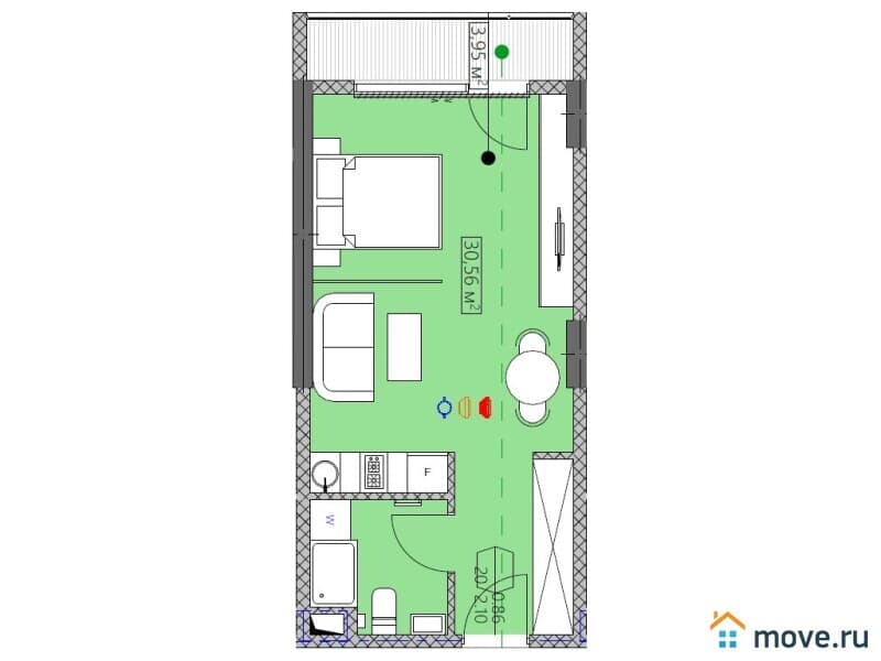 1-комн. квартира, 34.5 м²