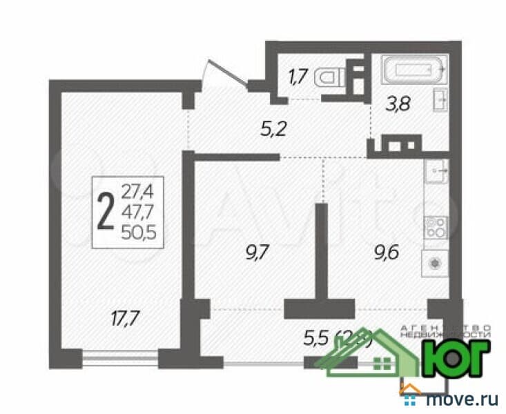 2-комн. квартира, 50 м²