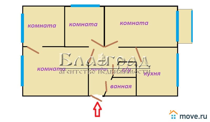 4-комн. квартира, 61 м²