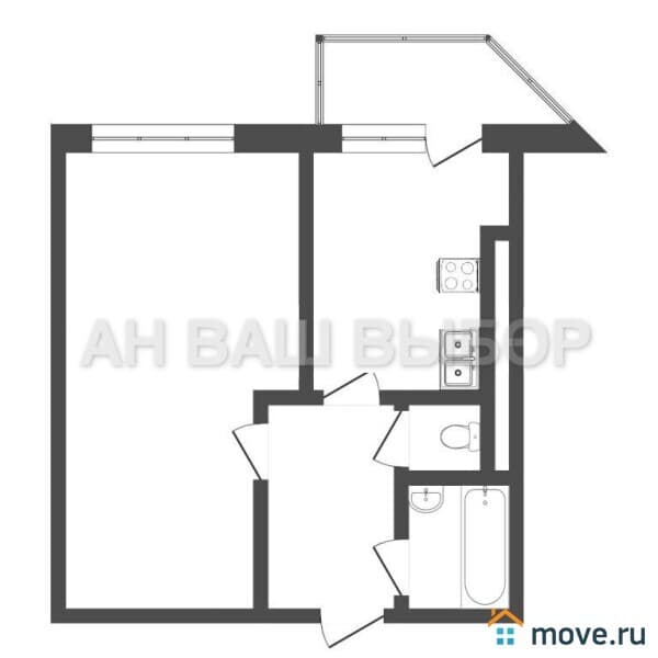 1-комн. квартира, 41.5 м²