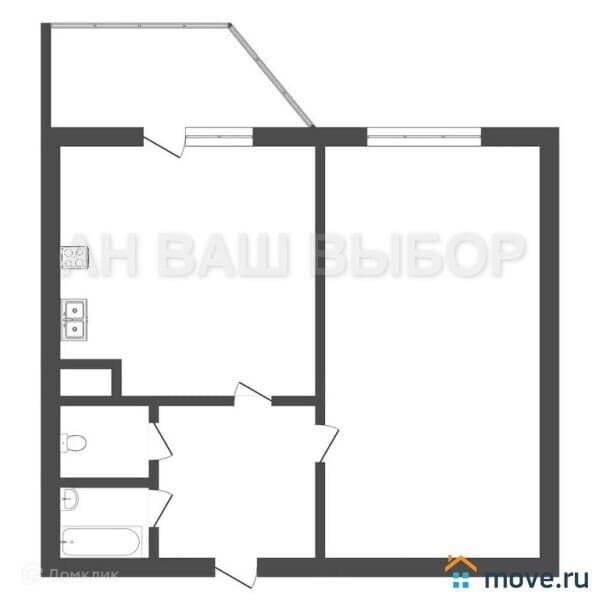 1-комн. квартира, 42.3 м²