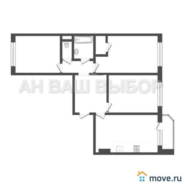 3-комн. квартира, 86.3 м&sup2;