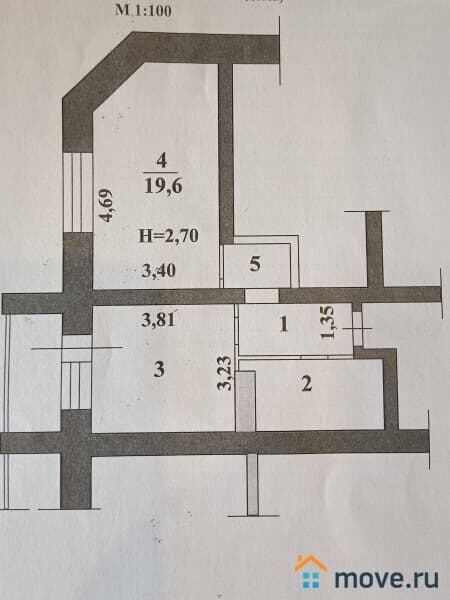 1-комн. квартира, 44.1 м²