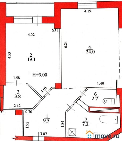 2-комн. квартира, 72.5 м&sup2;