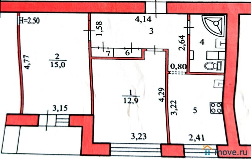 2-комн. квартира, 47.9 м&sup2;