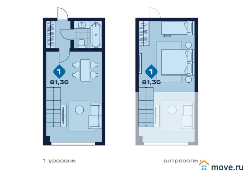 2-комн. апартаменты, 81.4 м²