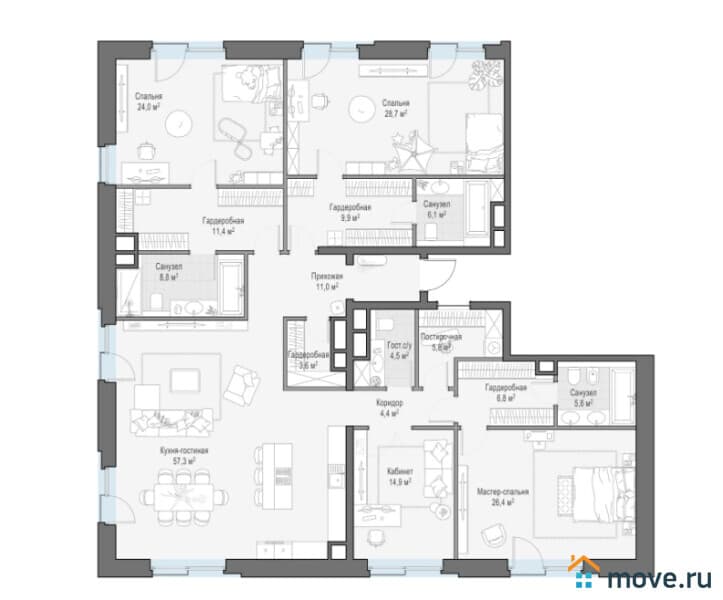 3-комн. квартира, 228.3 м²