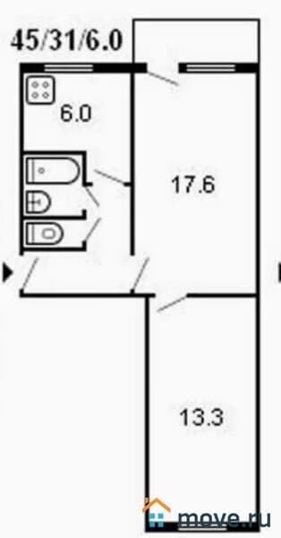 2-комн. квартира, 45 м²