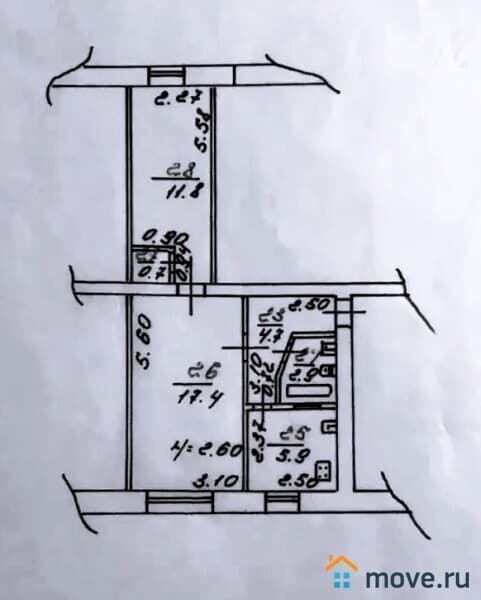 2-комн. квартира, 44 м&sup2;