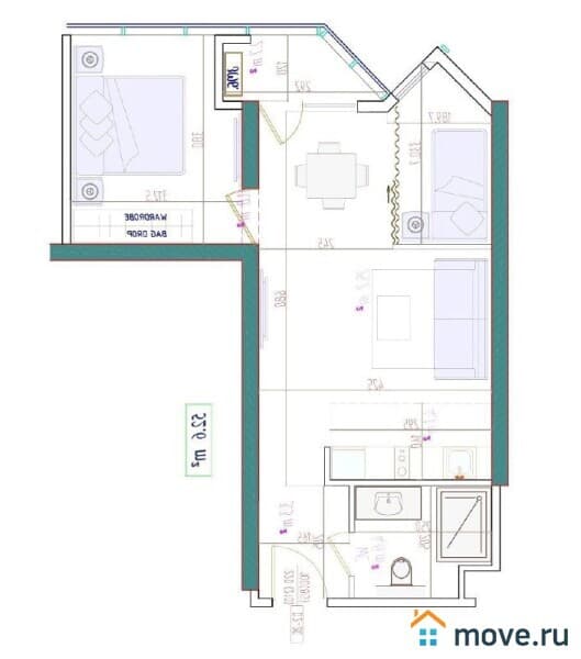 2-комн. квартира, 52.6 м²