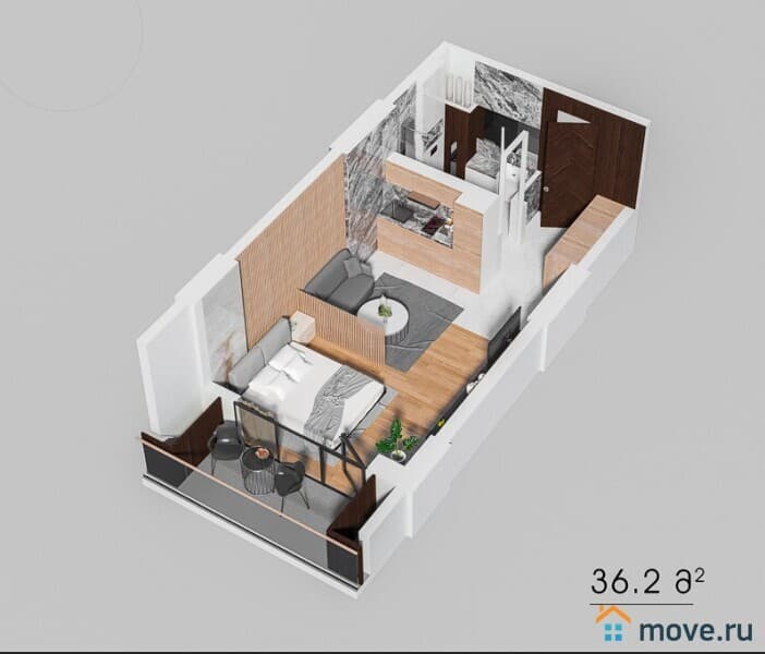 1-комн. квартира, 36.3 м²