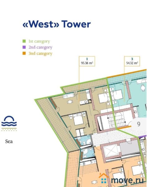 3-комн. квартира, 95.4 м²