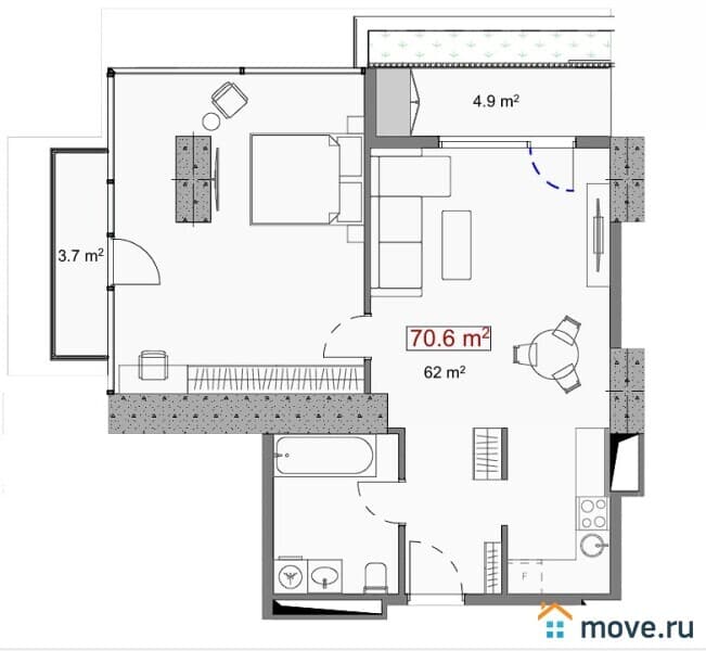 3-комн. квартира, 69 м²