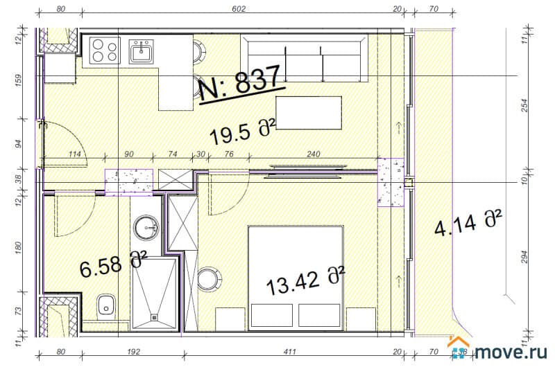 2-комн. апартаменты, 43.6 м²