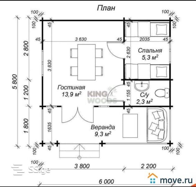 коттедж, 36 м²