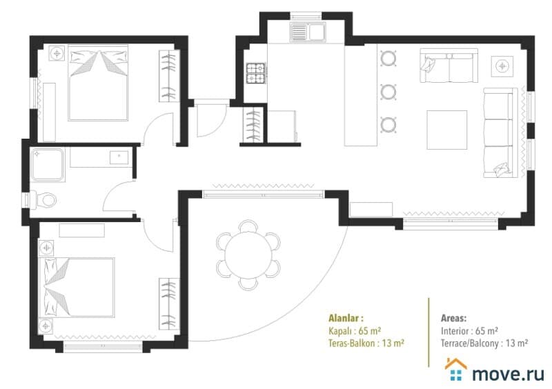 2-комн. квартира, 64 м²