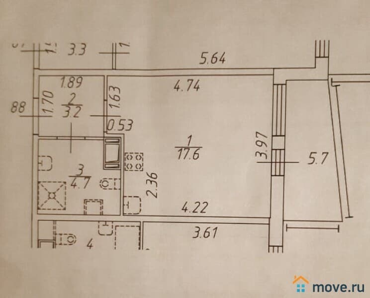 1-комн. квартира, 26 м&sup2;